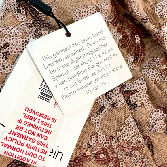 Calvin Klein Champagne Sequin Mini Dress NWT Cocktail (Size 6) - Picture 3 of 7